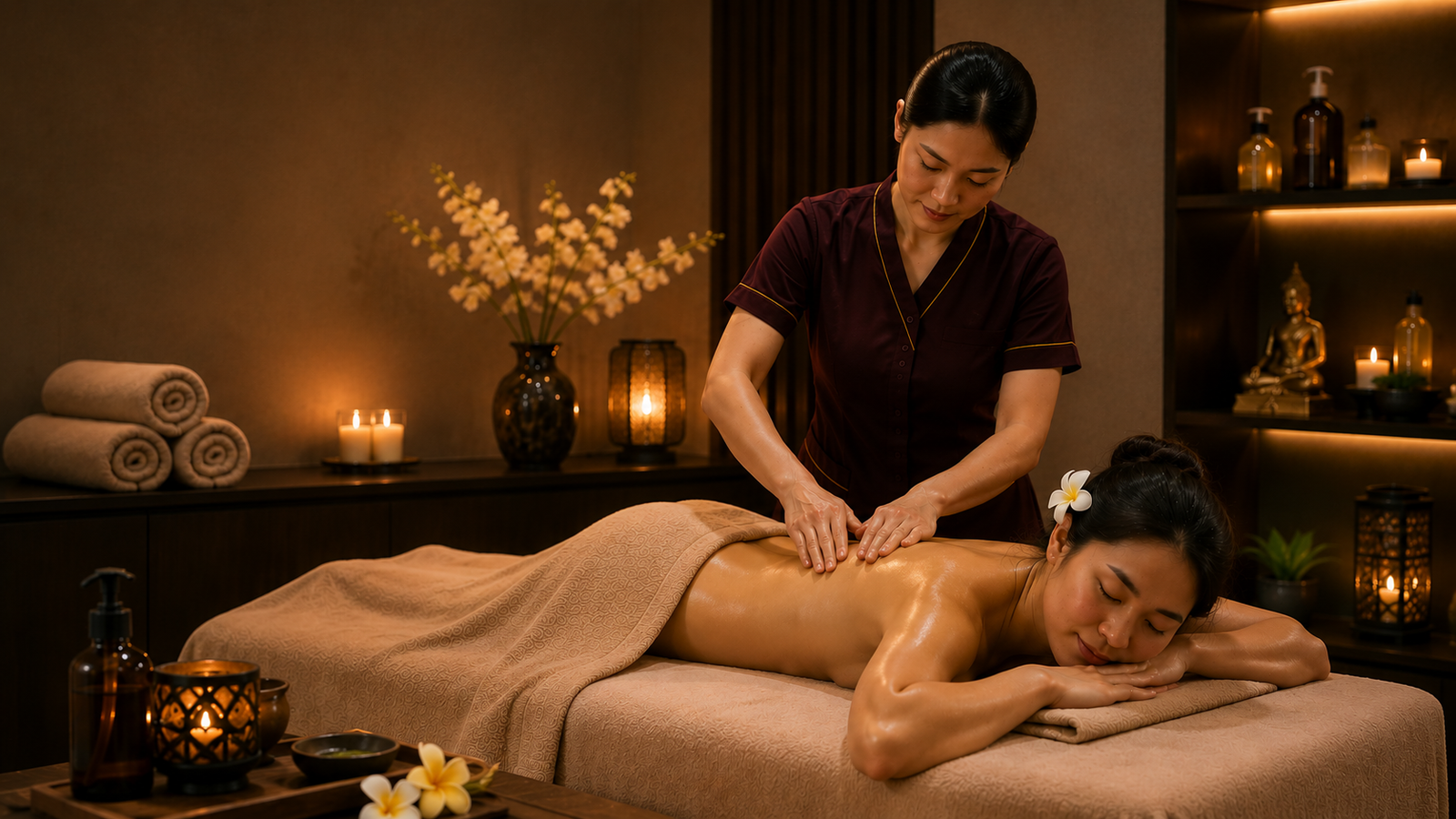 Premium massage therapy visual for Rejoice International Spa in Bellandur